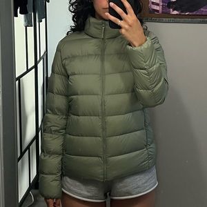 Uniqlo Ultra Light Down Puffer in Camo green.